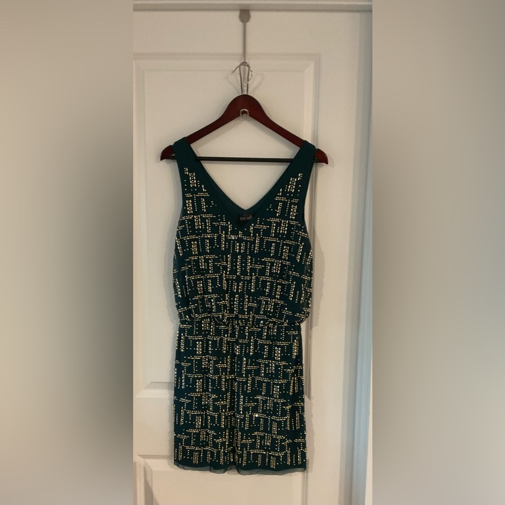 Xscape Black and Gold Midi Dress
